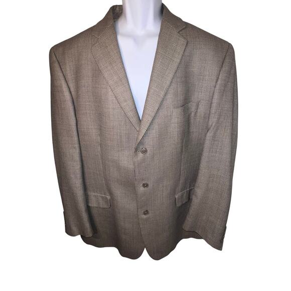 Calvin Klein Men’s 48L Silk Wool Blend Micro Check Sports Jacket Lined Rear Vent